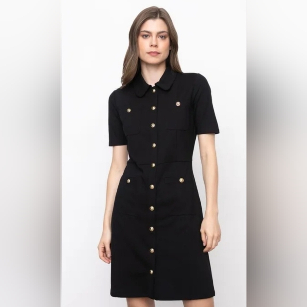 Michael Kors Black Dress with Snap Button-Up Front